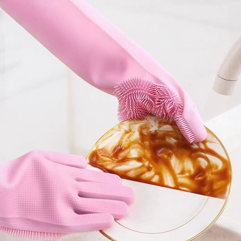 Commercial Kitchen Gloves - Dishwashing Cleaning Gloves Magic Silicone Rubber