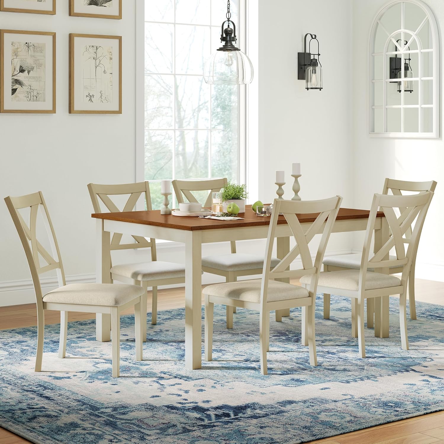 7-Piece Solid Wood Dining Tabl - Commercial Kitchen Bench recension och pris