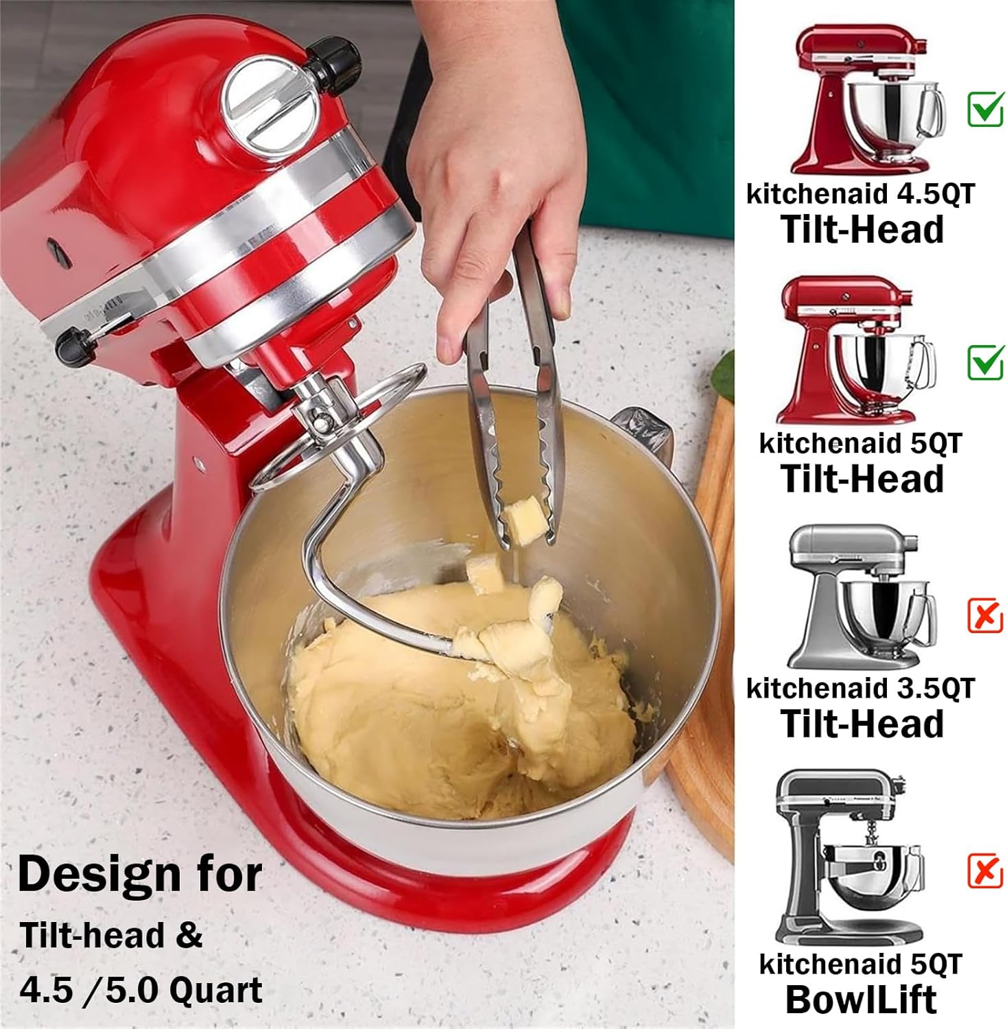 Stainless Steel Dough Hook Wit - Commercial Kitchen Aid Mixer recension och pris
