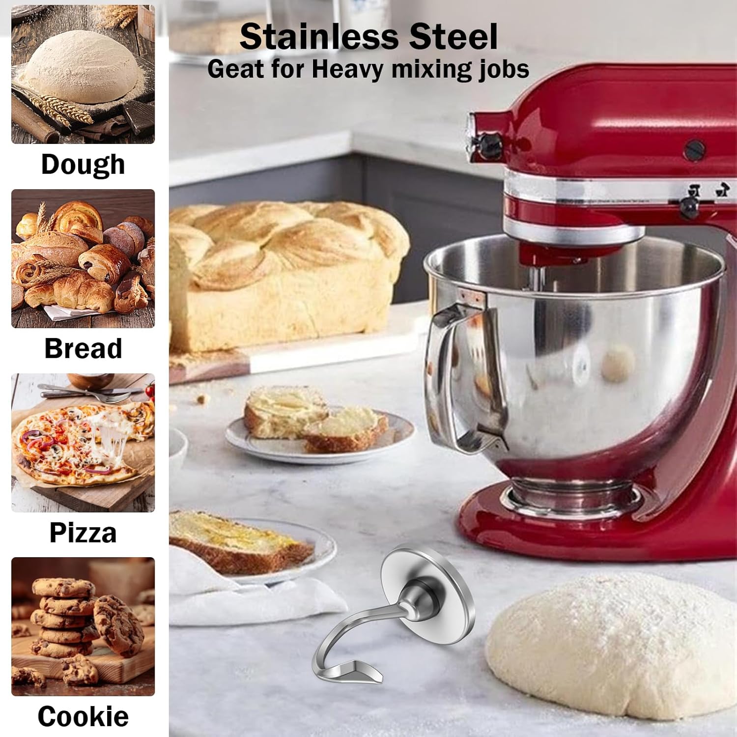 Stainless Steel Dough Hook Wit - Commercial Kitchen Aid Mixer recension och pris