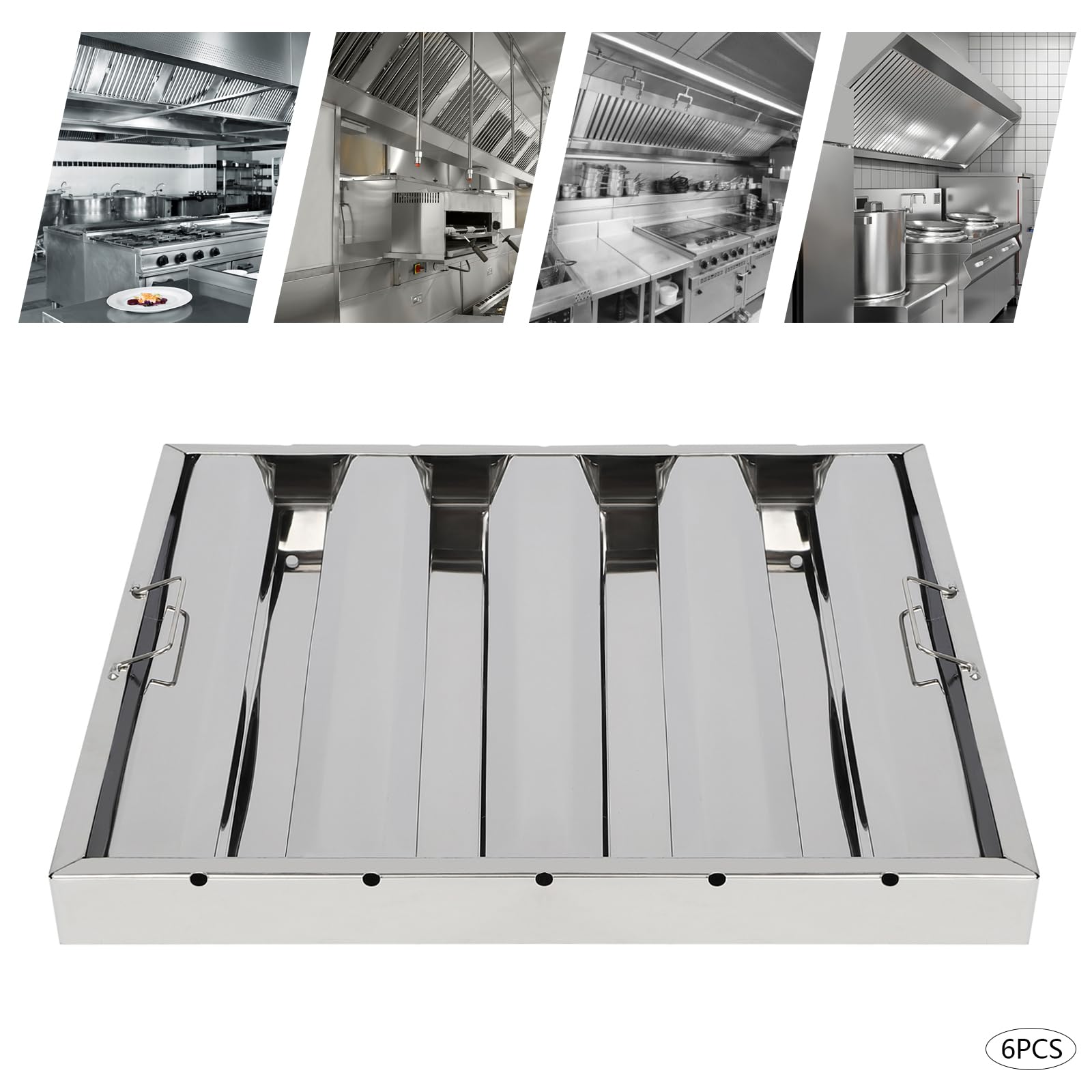 6 Pack Hood Filters, Stainless - Commercial Kitchen Exhaust recension och pris