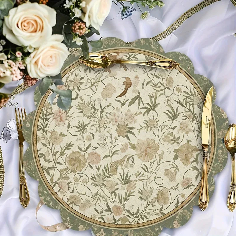VIKAMA 4pcs Vintage Floral Pla - Commercial Kitchen Table recension och pris