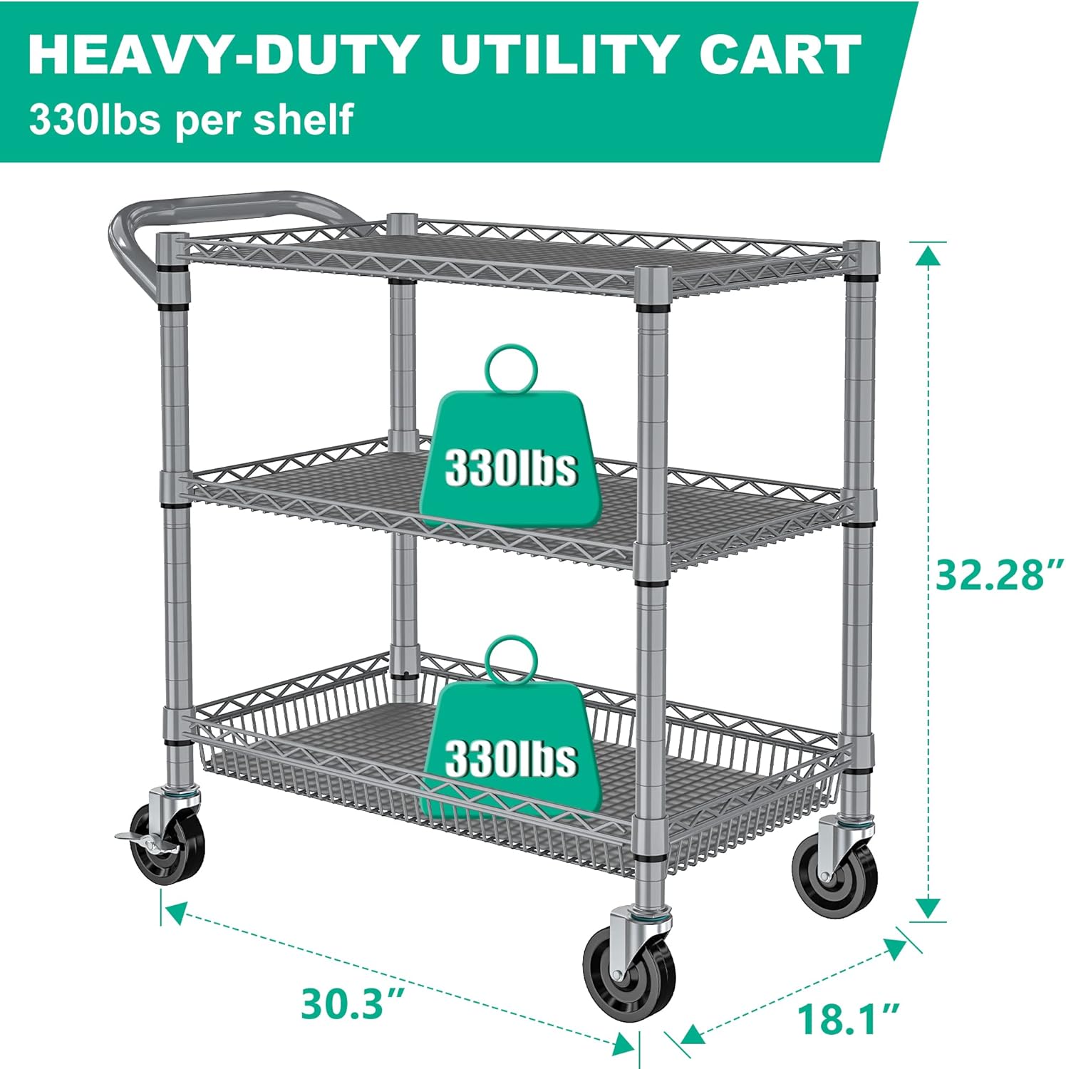 Heavy Duty Rolling Cart 990LBS - Commercial Kitchen Images recension och pris