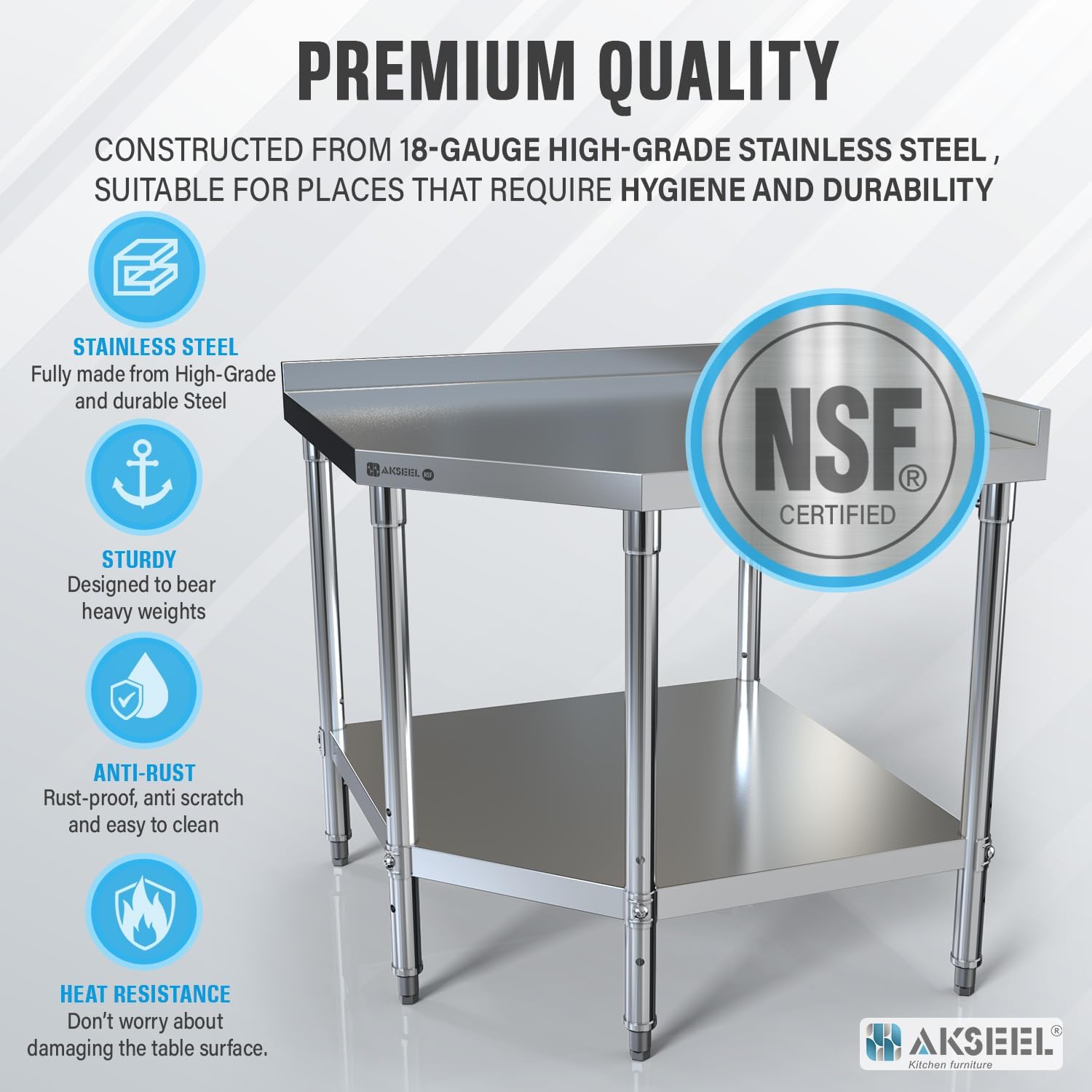 Stainless Steel Corner Work Ta - Commercial Kitchen Table recension och pris