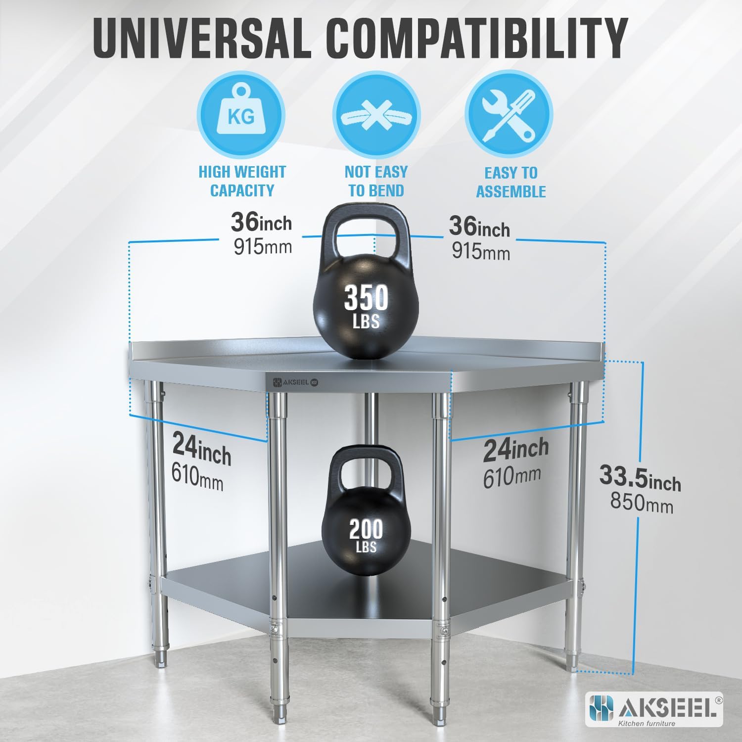 Stainless Steel Corner Work Ta - Commercial Kitchen Table recension och pris