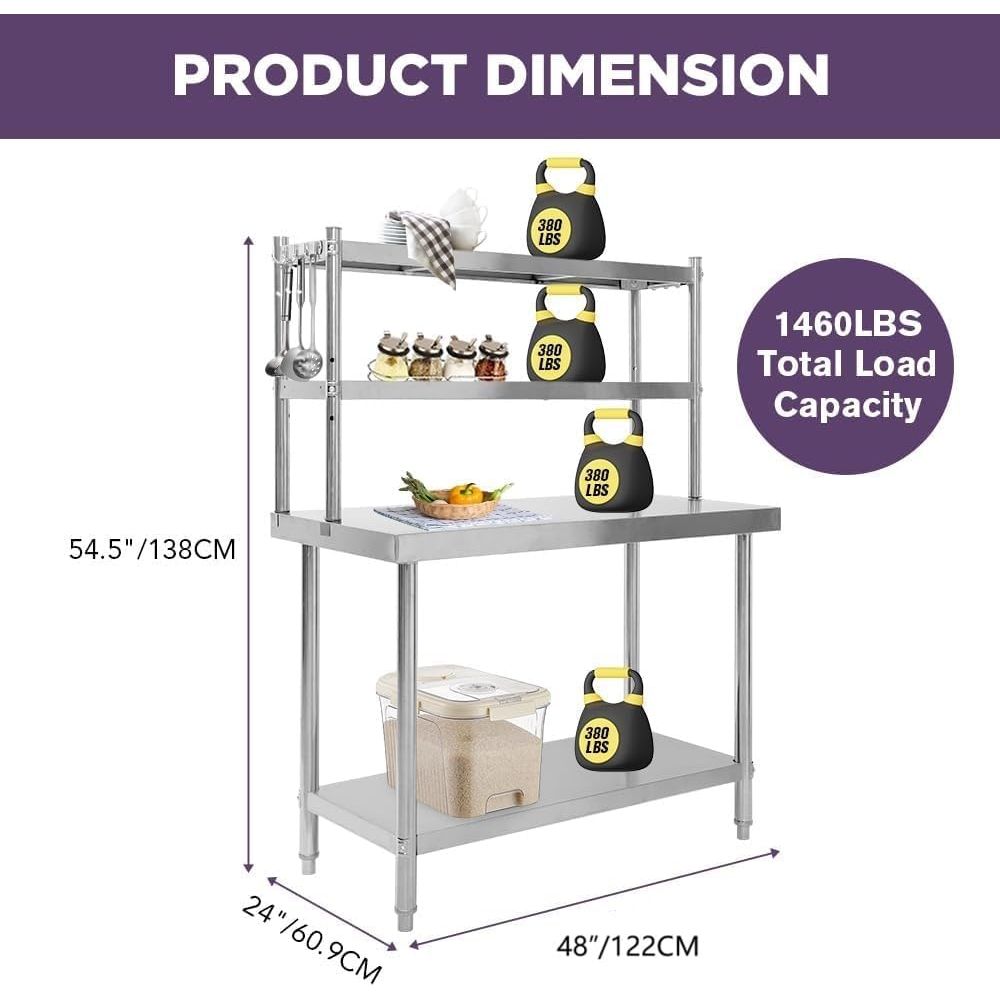 48x24 Stainless Steel Kitchen  - Commercial Kitchen Table recension och pris
